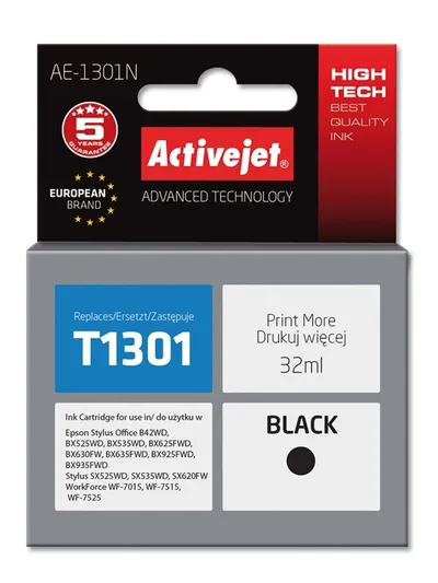 Ngjyrë për printer Activejet AE-1301N (zëvendësim për Epson T1301), 32 ml, e zezë - 1