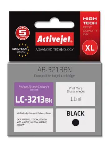 Ngjyrë për printer Activejet AB-3213BN (zëvendësim për Brother LC3213Bk), 11 ml, e zezë