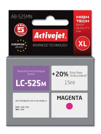 Ngjyrë për printer Activejet AB-525MN (zëvendësim për Brother LC525M), 15 ml, vjollcë