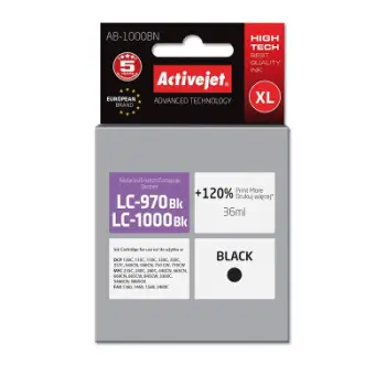 Ngjyrë për printer Activejet AB-1000BN (zëvendësim për Brother LC1000BK/970BK), 35 ml, e zezë