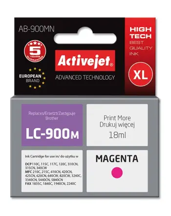 Ngjyrë për printer Activejet AB-900MN (zëvendësim për Brother LC900M), 17.5 ml, vjollcë
