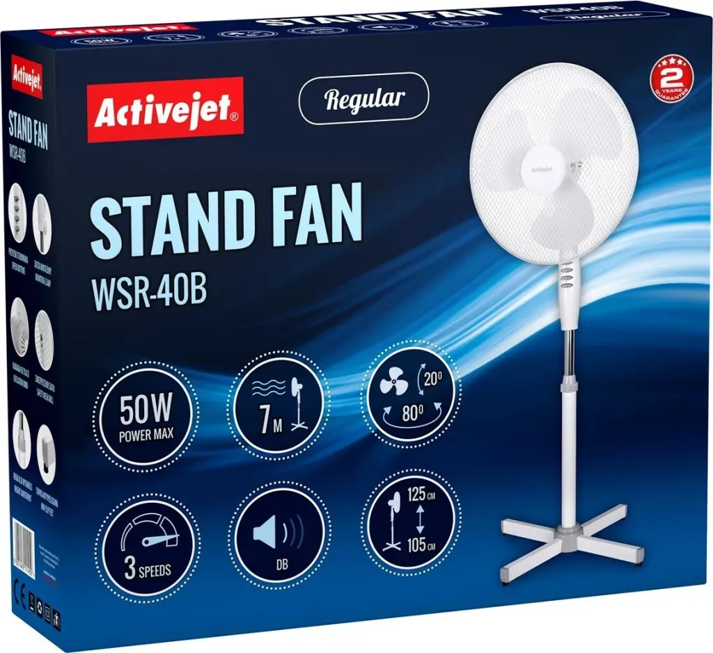 Ventilator qëndror Activejet WSR-40B, 35 cm, 3 shpejtësi, Argjend - 7