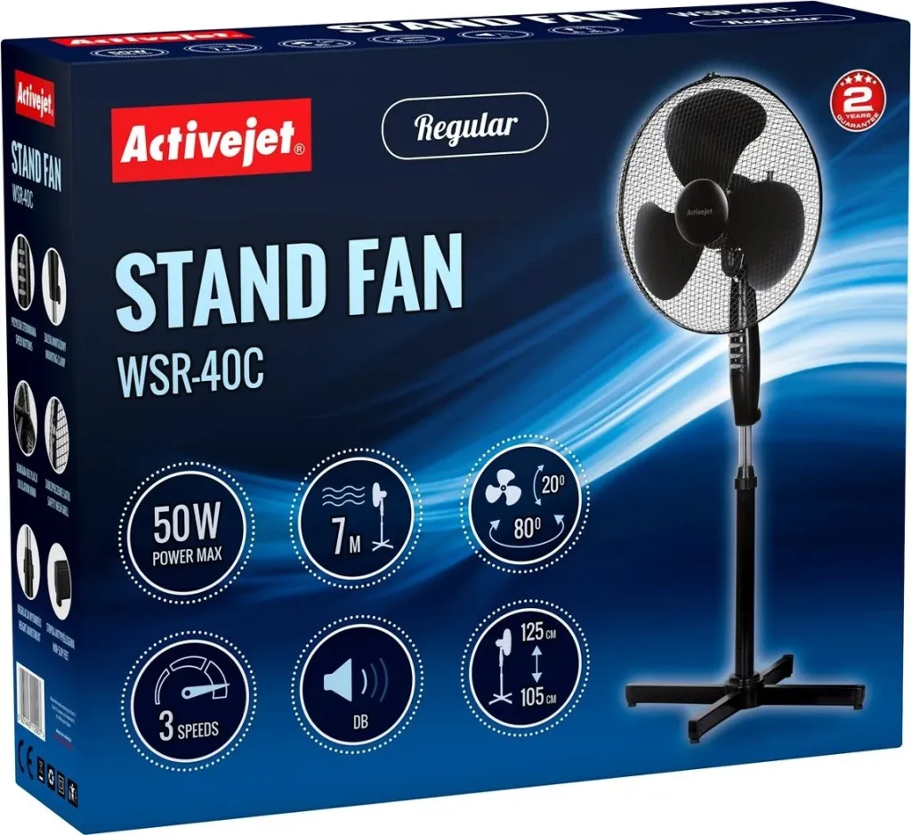 Ventilator qëndror Activejet WSR-40C, 35 cm, 3 shpejtësi, i zi - 7