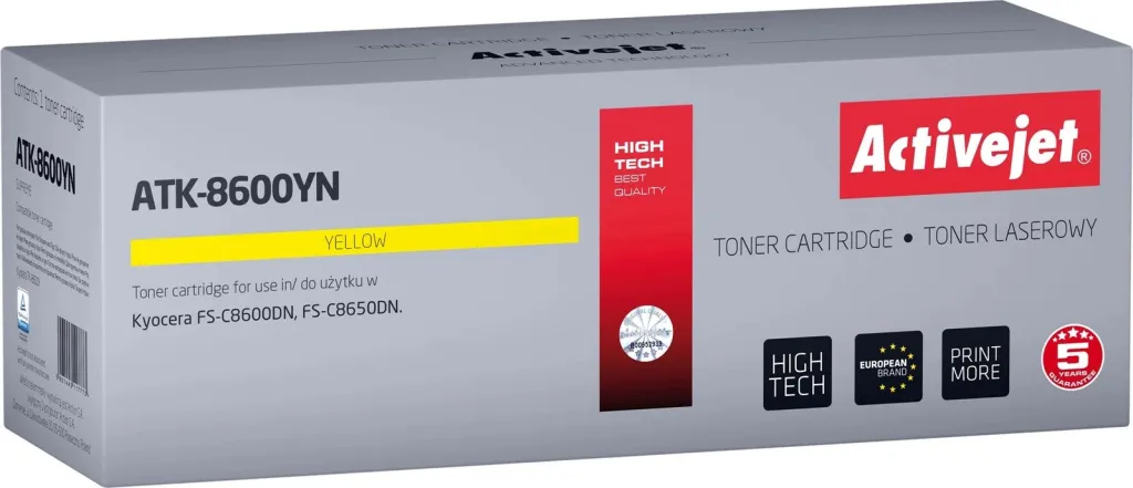 Toner zëvendësues Activejet ATK-8600YN për printer Kyocera, i verdhë - 1