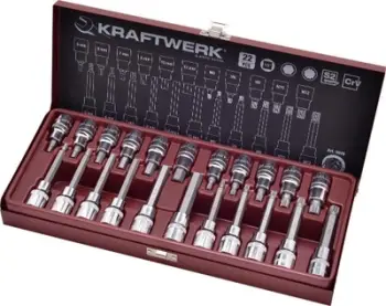 Set çelësa Hex and Spline Bit-Socket Kraftwerk XZN-Bit-Socket, 22 copa