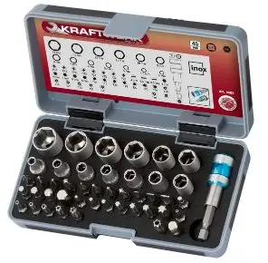 Set çelësash dhe bitësh Kraftwerk 4003 1/4 Zoll INOX 45-pjesësh