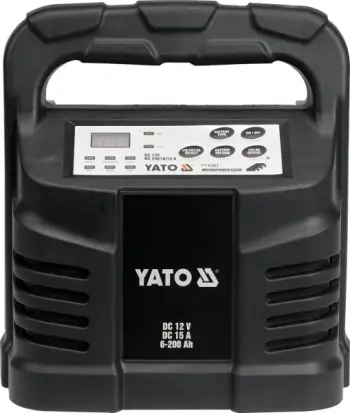 Karikues elektronik Yato YT-8303 15A, për bateri 12V, 6-200Ah, i zi