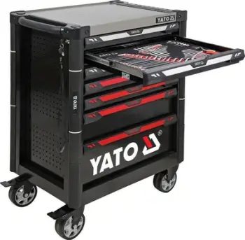 Karrocë veglash Yato YT-55308, 7 sirtarë, 157 vegla, e kuqe