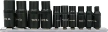 Set adapterësh për tapa Yato, 1/4", 3/8", 10 copë