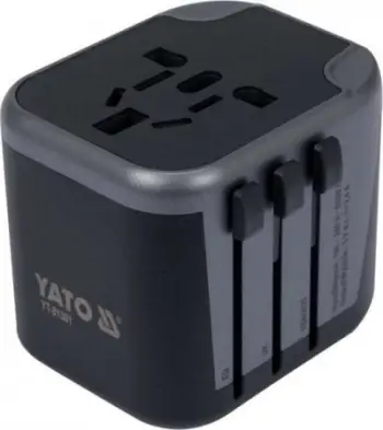 Adapter universal udhëtimi Yato UNIV, 2xUSB 12W, i zi