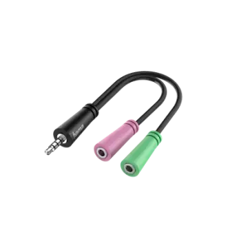 Adapter Hama 4-pin, 3.5 mm - 2x 3.5 mm, e zezë