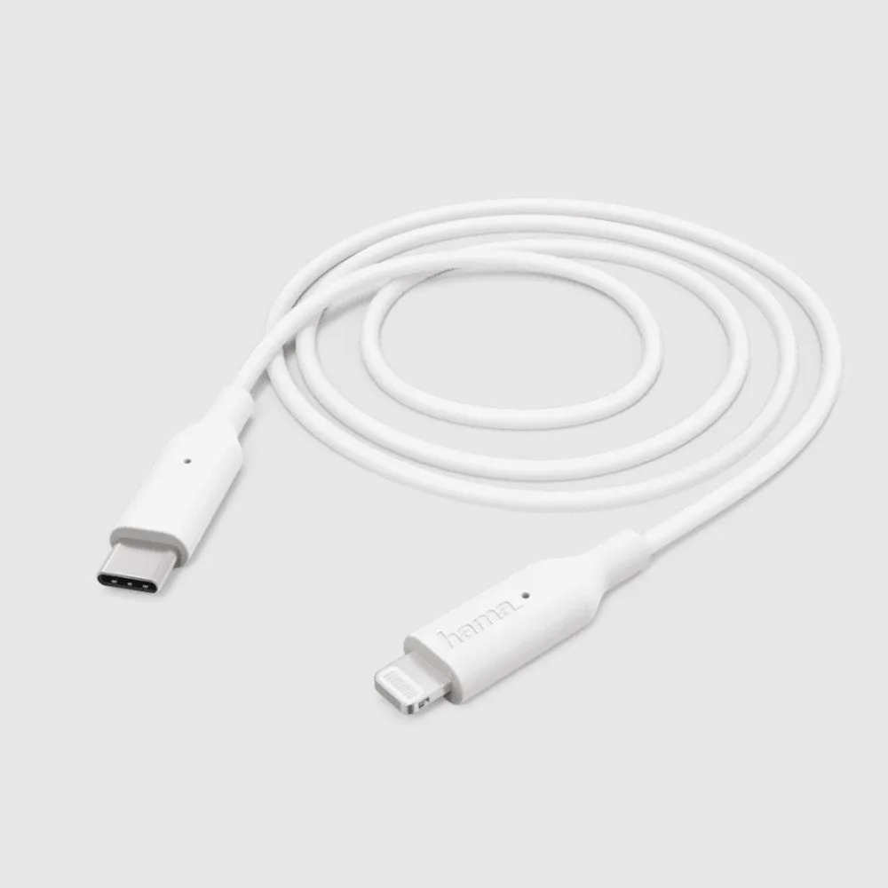 Kabllo Hama Fast Charge, USB-C në lightning, 1 m, e bardhë, 00201598 - 2