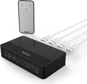 Shpërndarës sinjali me telekomandë Hama 4k-HDMI™3x1, i zi