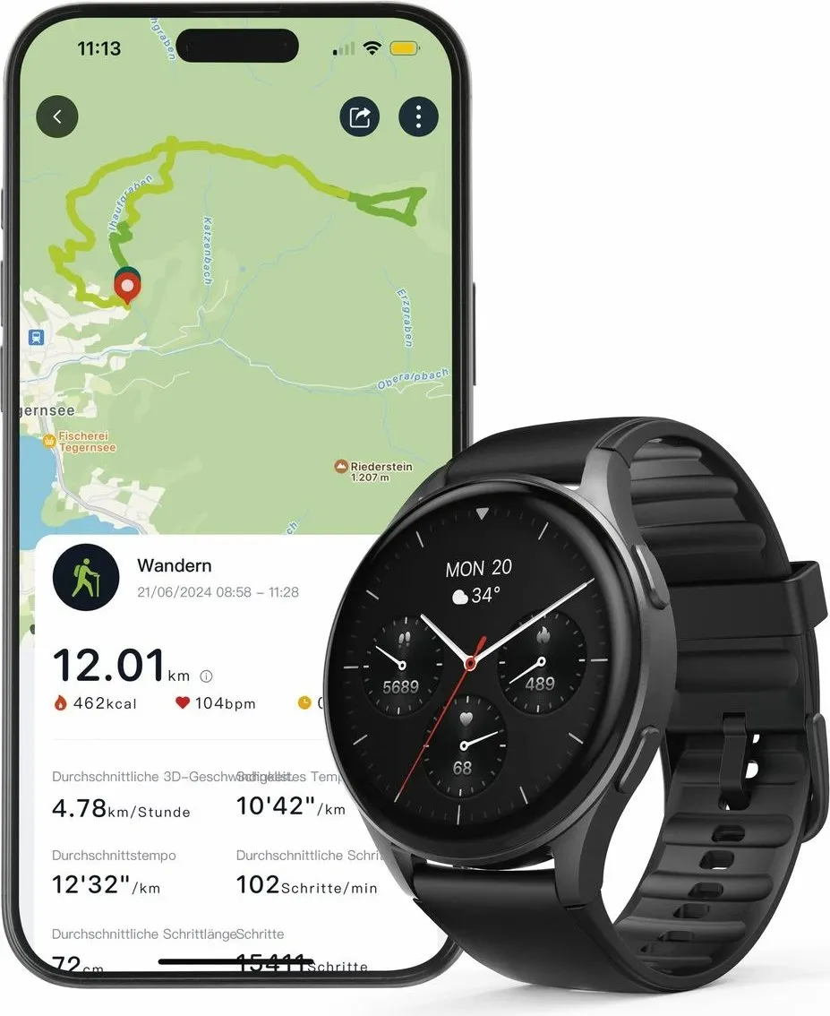 Smartwatch Hama 8900 GPS AMOLED 1.43", rrip silikoni, e zezë - 9