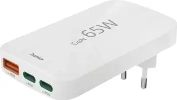 Karikues muri Hama GaN 65W, 2x USB-C, 1x USB-A, i bardhë, palosës
