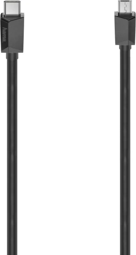 Kabllo USB-C në Micro-B, Hama 00200644, 0.75 m, e zezë - 1