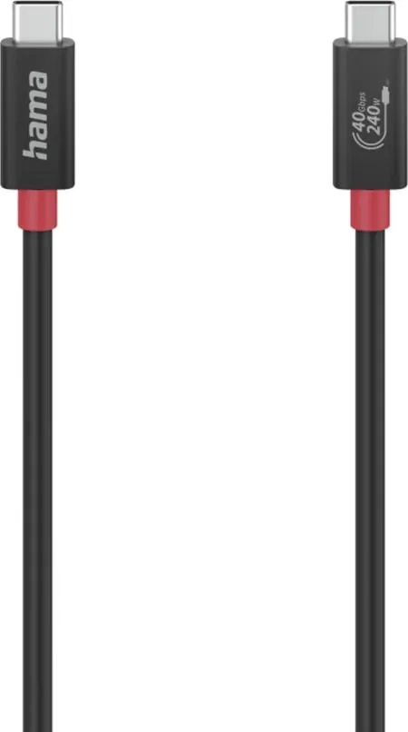 Kabllo USB-C në USB-C, Hama 00200779, 1m, e zezë - 1