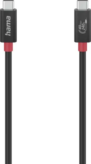 Kabllo USB-C në USB-C, Hama 00200779, 1m, e zezë