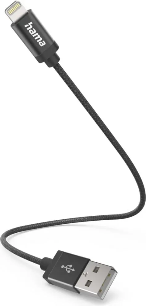 Kabllo Lightning në USB-A, Hama, 00201578, për karikim dhe transfer të dhënave, e zezë - 1
