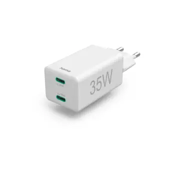 Karikues i shpejtë Hama, 2x USB-C, PD/Qualcomm®, mini karikues, 35 W, i bardhë