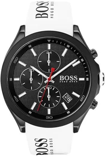 Orë dore për meshkuj Hugo Boss Velocity 1513718, e bardhë/zezë