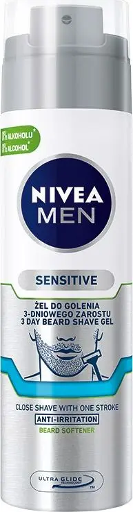 Xhel rroje për meshkuj Nivea Sensitive Shaving, 200ml, i hirtë