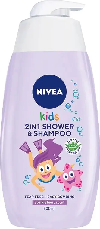 Xhel dushi dhe shampon për fëmijë Nivea 2-in-1 Body Wash Gel Fruit Jelly, 500ml