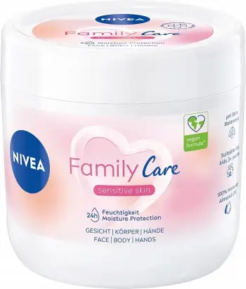 Krem trupi Nivea Family Care Sensitive Skin, për fytyrë trup dhe duar, lëkurë e ndjeshme, 450ml