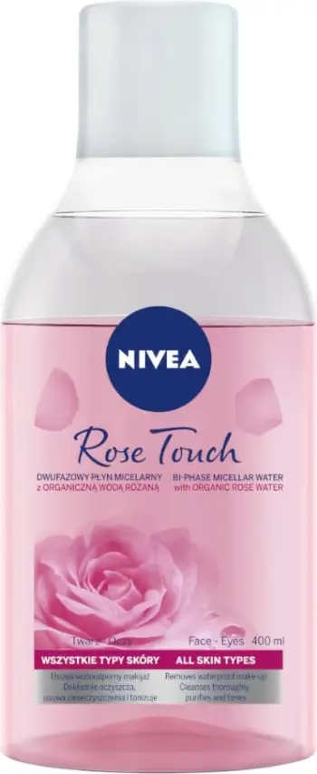 Lëng micellar dyfazësh për heqje grimi Nivea Rose Touch për femra, 400ml