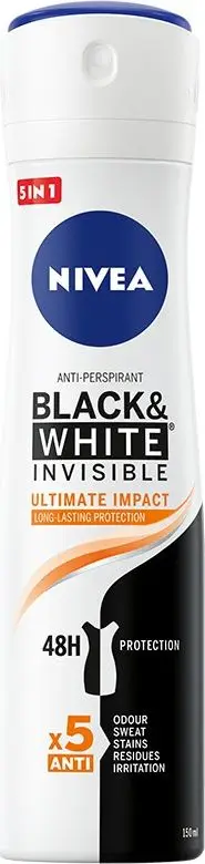 Deodorant spray për femra Nivea Black & White Invisible Ultimate Impact, 150ml