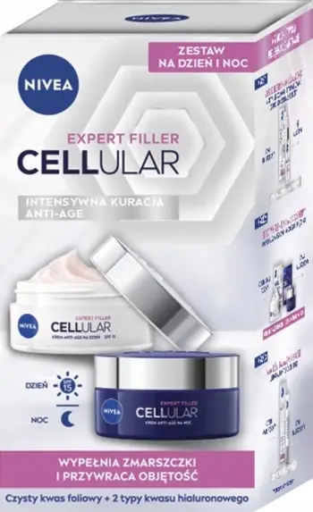 Set kujdesi fytyre NIVEA Expert Filler Cellular, krem dite 50ml, krem nate 50ml