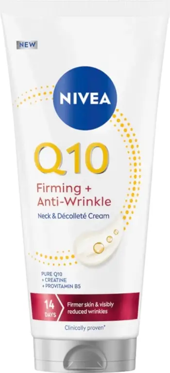 Krem anti-rrudhë për qafë dhe dekolte Nivea Q10, 200 ml
