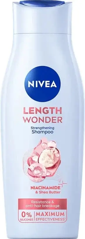 Shampo NIVEA Length Wonder Strengthening, me shea butter, 400ml, për flokë të gjatë
