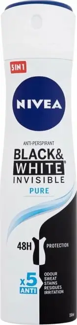 Spray antiperspirant Nivea Black&White Invisible Pure për femra, 150ml