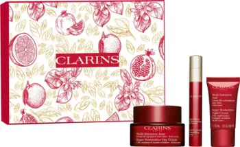 Set kujdesi për fytyrë Clarins Super Restorative, krem dite 50ml, serum 10ml, krem nate 15ml