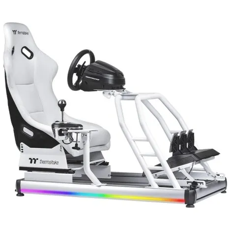 Karrige gaming Thermaltake GR500 Snow, simulator gare, me ndriçim RGB, e bardhë - 1
