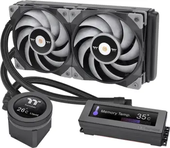 Ftohës i lëngshëm Thermaltake Floe RC Ultra 240, LCD, 240mm, për CPU dhe RAM, i zi