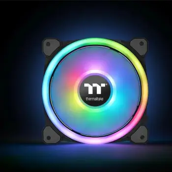 Set ventilatorësh PC Thermaltake Riing Trio 12 RGB Plus, 120mm, 3 copë me hub, të zi