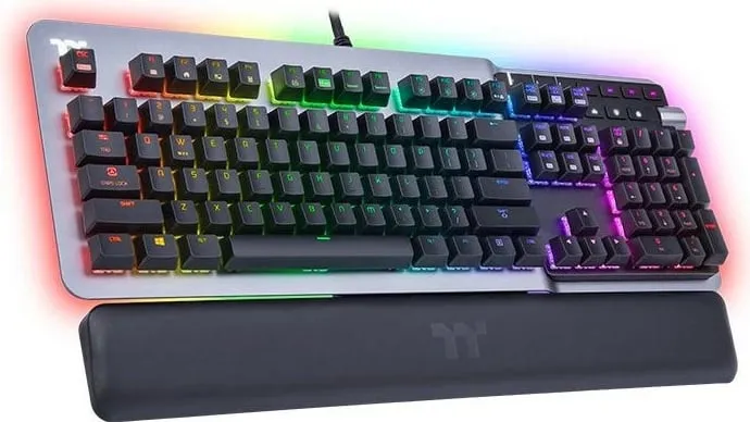Tastierë mekanike Thermaltake Agent K5, Blue Switch, RGB, full-size, titanium - 1