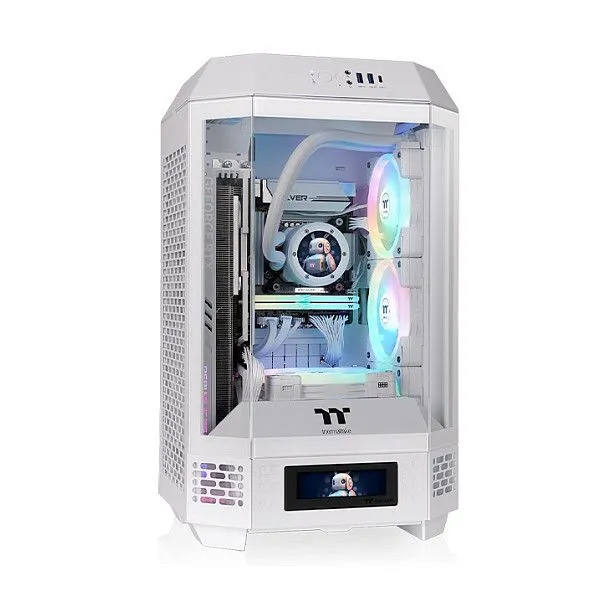Kasë Thermaltake The Tower 250 Snow White, Mini Tower, me ekran LCD, e bardhë - 1