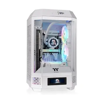 Kasë Thermaltake The Tower 250 Snow White, Mini Tower, me ekran LCD, e bardhë