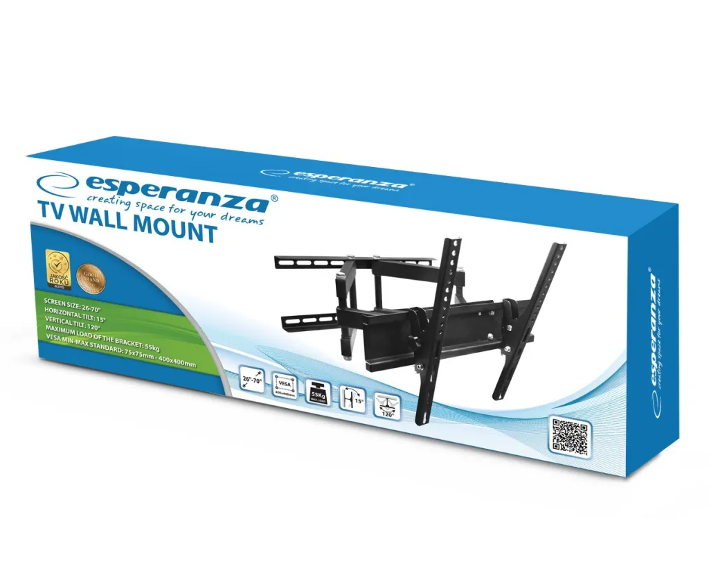 Mbajtëse për TV Esperanza ERW004, 26-70", 55kg, e zezë - 4