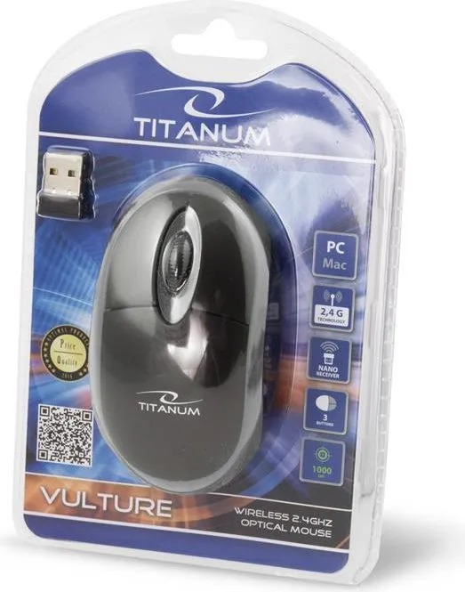 Maus Esperanza Titanum, wireless, USB, i zi dhe i hirt - 2