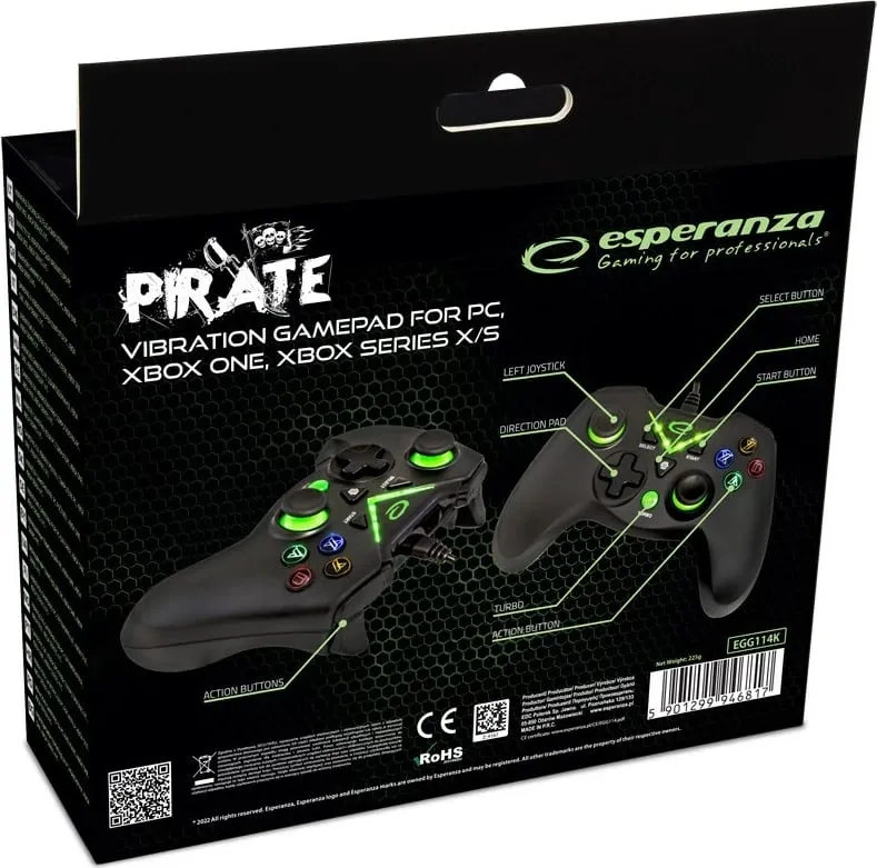 Kontroller Esperanza Pirate, me kabllo, i zi - 4