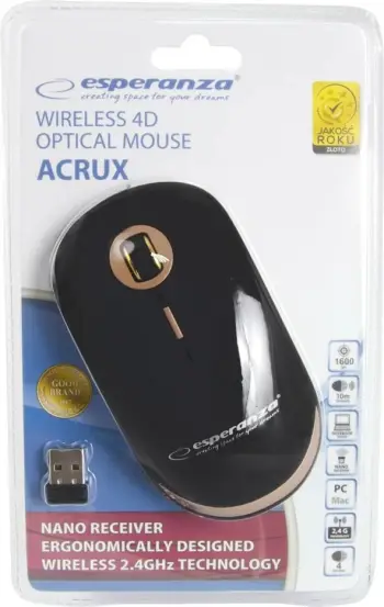Maus Esperanza Acrux, wireless, USB, i zi dhe i artë