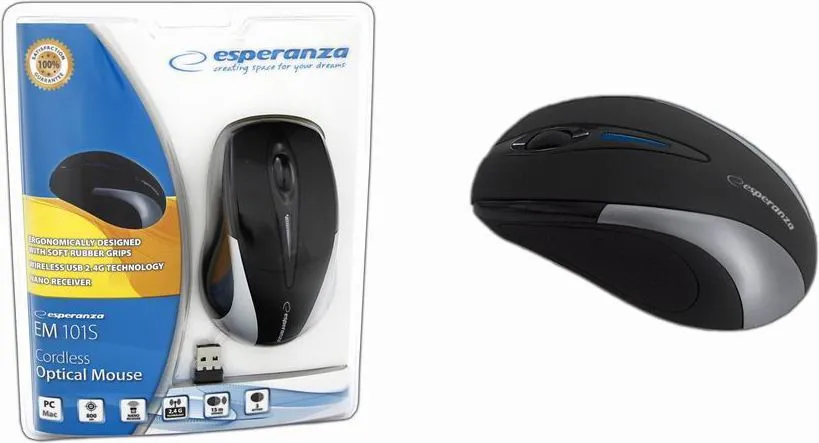 Maus Esperanza Antares, wireless, USB, i zi dhe i argjendtë - 4