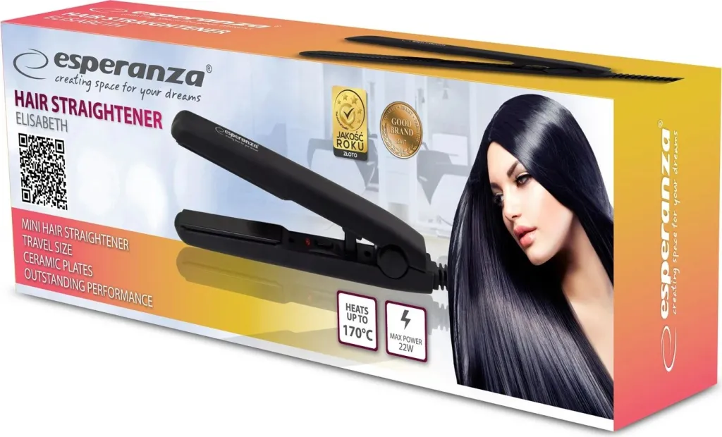 Drejtuese për flokë mini Esperanza EBP008, 22W, e zezë - 3