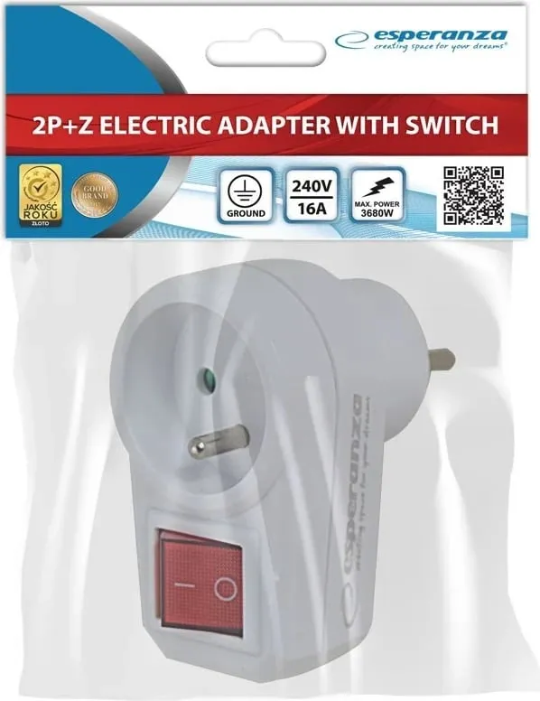 Shpërndarës elektrik Esperanza ELK301W me çelës, 1 prizë, E, Bardhë - 1