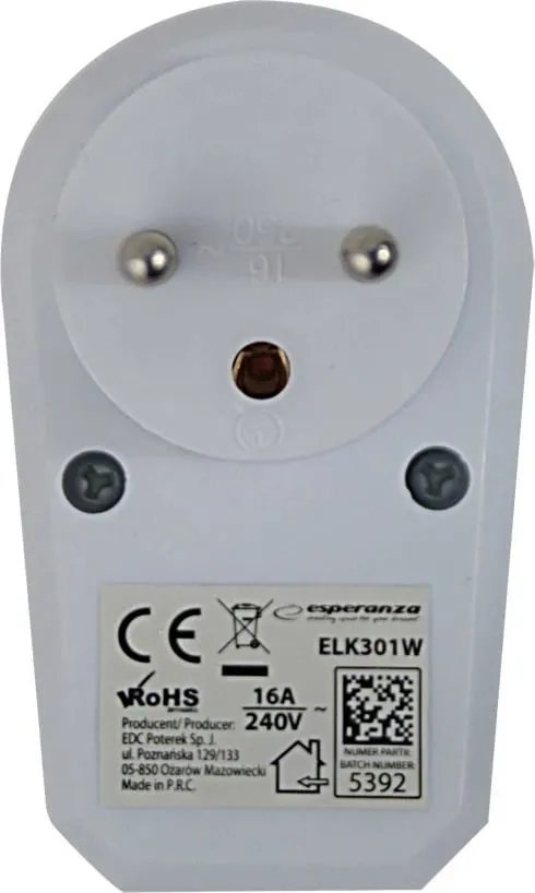 Shpërndarës elektrik Esperanza ELK301W me çelës, 1 prizë, E, Bardhë - 5