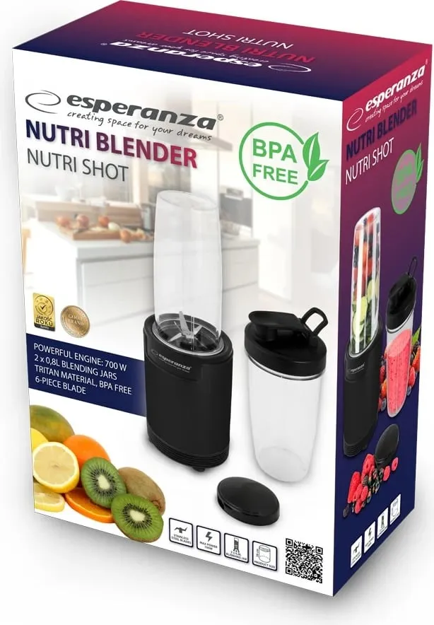 Blender për smoothie Esperanza EKM029, 6 në 1, 700W, i zi - 4